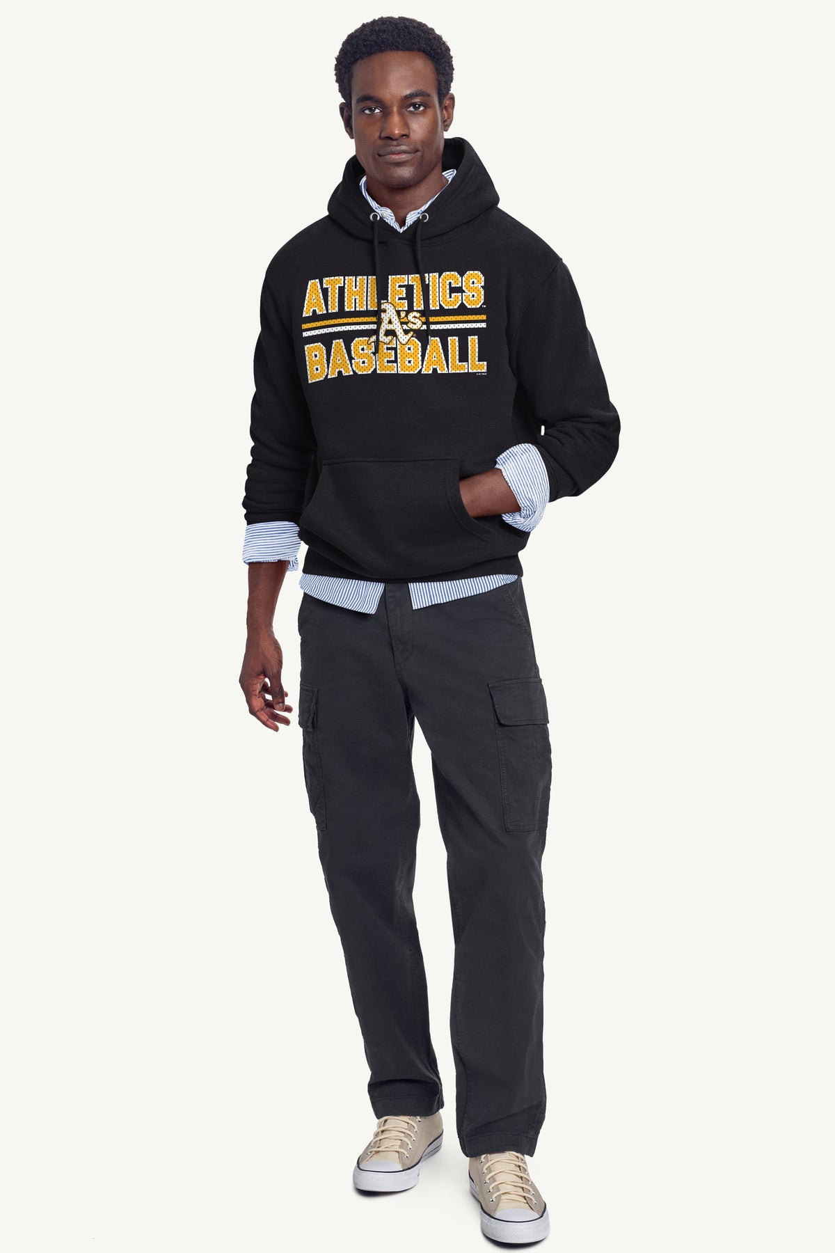 MENS ATHLETICS MESH LOOK HOODIE - Black