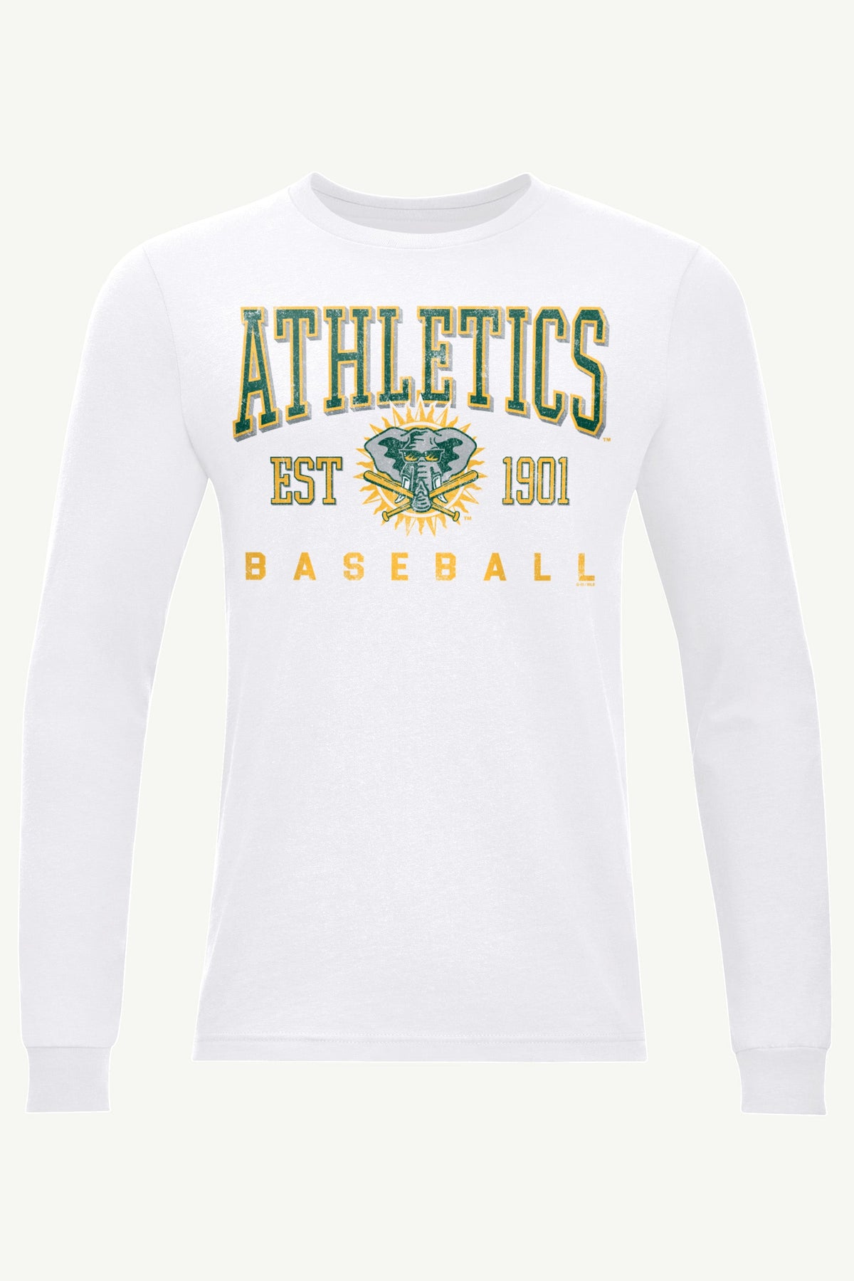 MENS ATHLETICS RETRO LONG SLEEVE T SHIRT - White