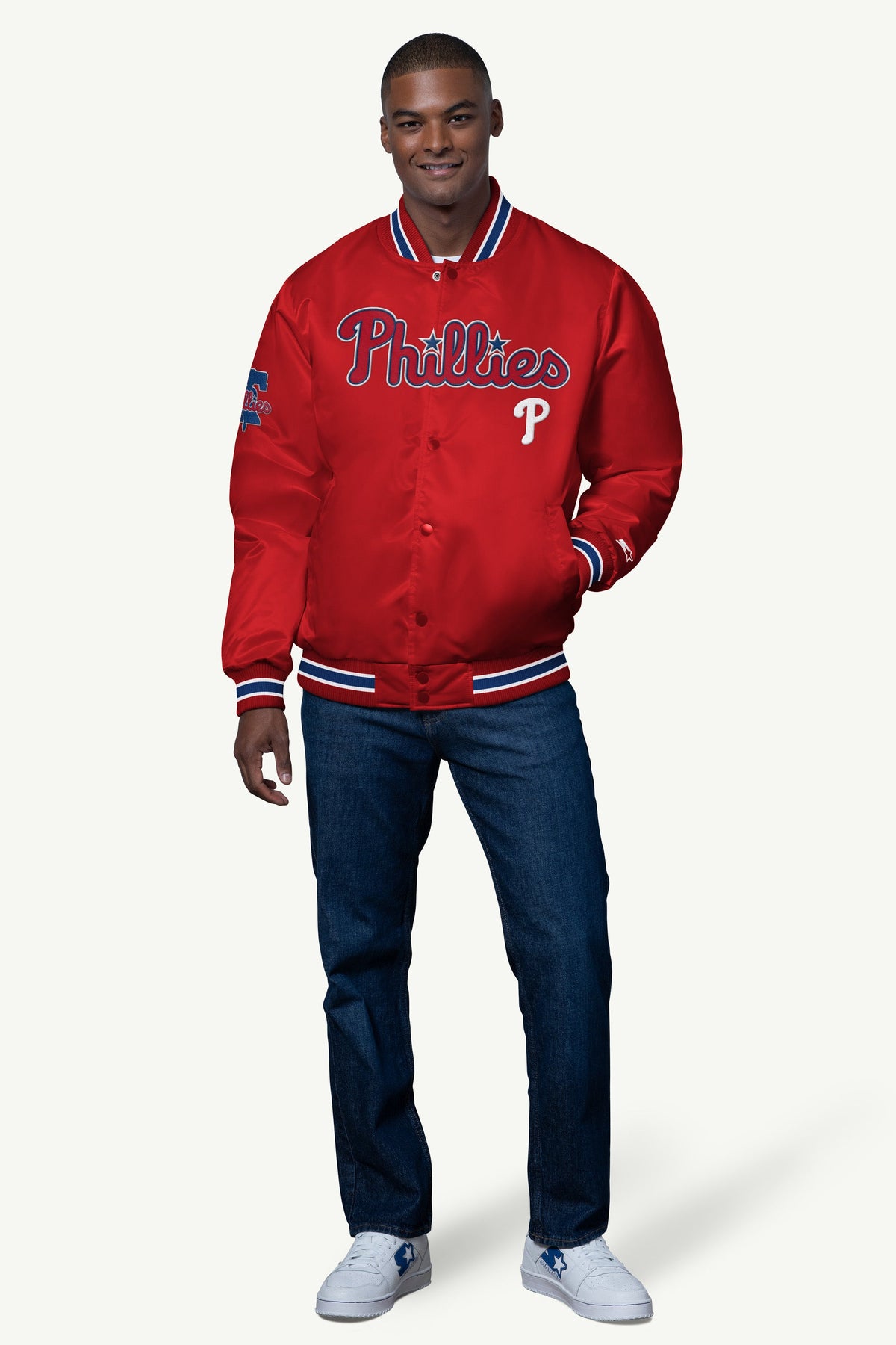 MENS PHILADELPHIA PHILLIES SATIN VARSITY JACKET - Multi