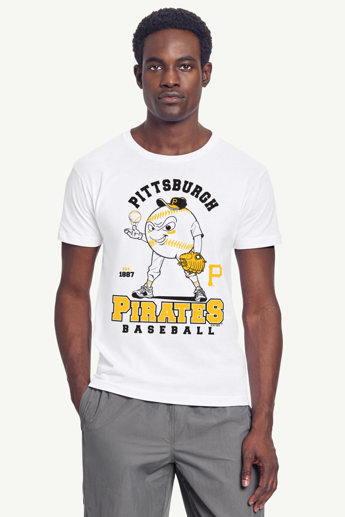 MENS PITTSBURGH PIRATES BASEBALL CHARACTER SHORT SLEEVE T SHIRT - White