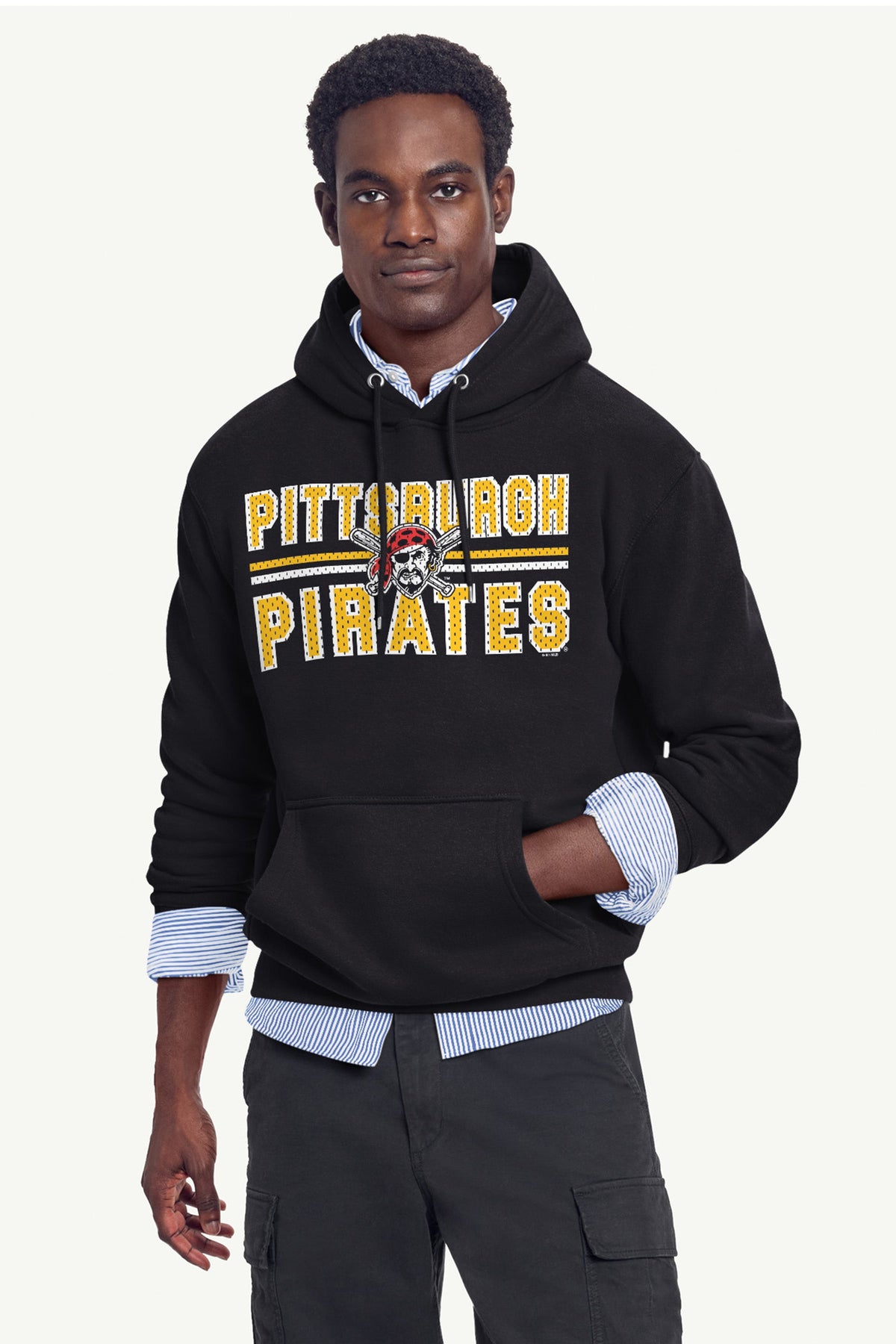 MENS PITTSBURGH PIRATES MESH LOOK HOODIE - Black