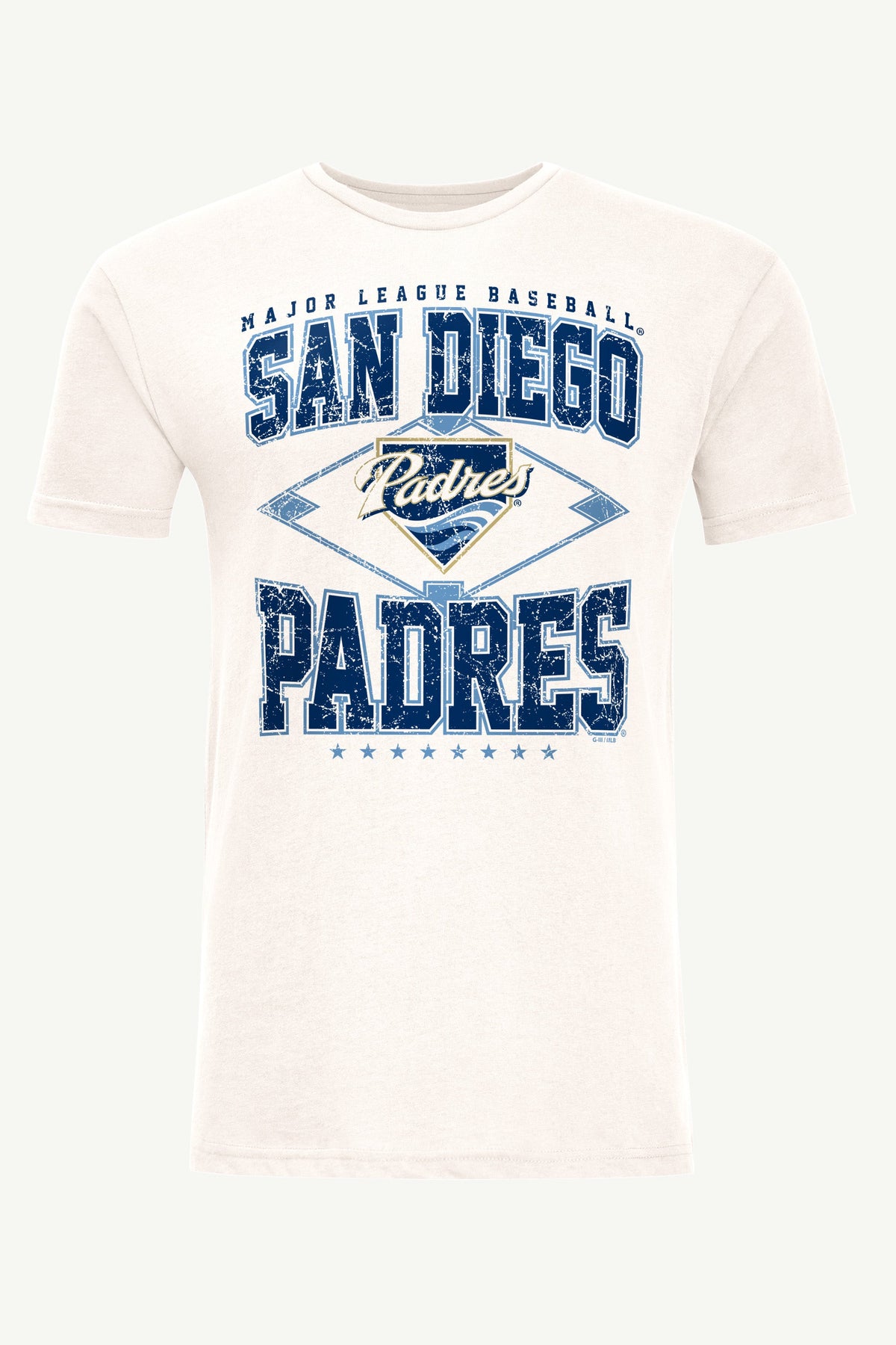 MENS SAN DIEGO PADRES DISTRESSED COOPERSTOWN DIAMOND SHORT SLEEVE T SHIRT - Vintage White
