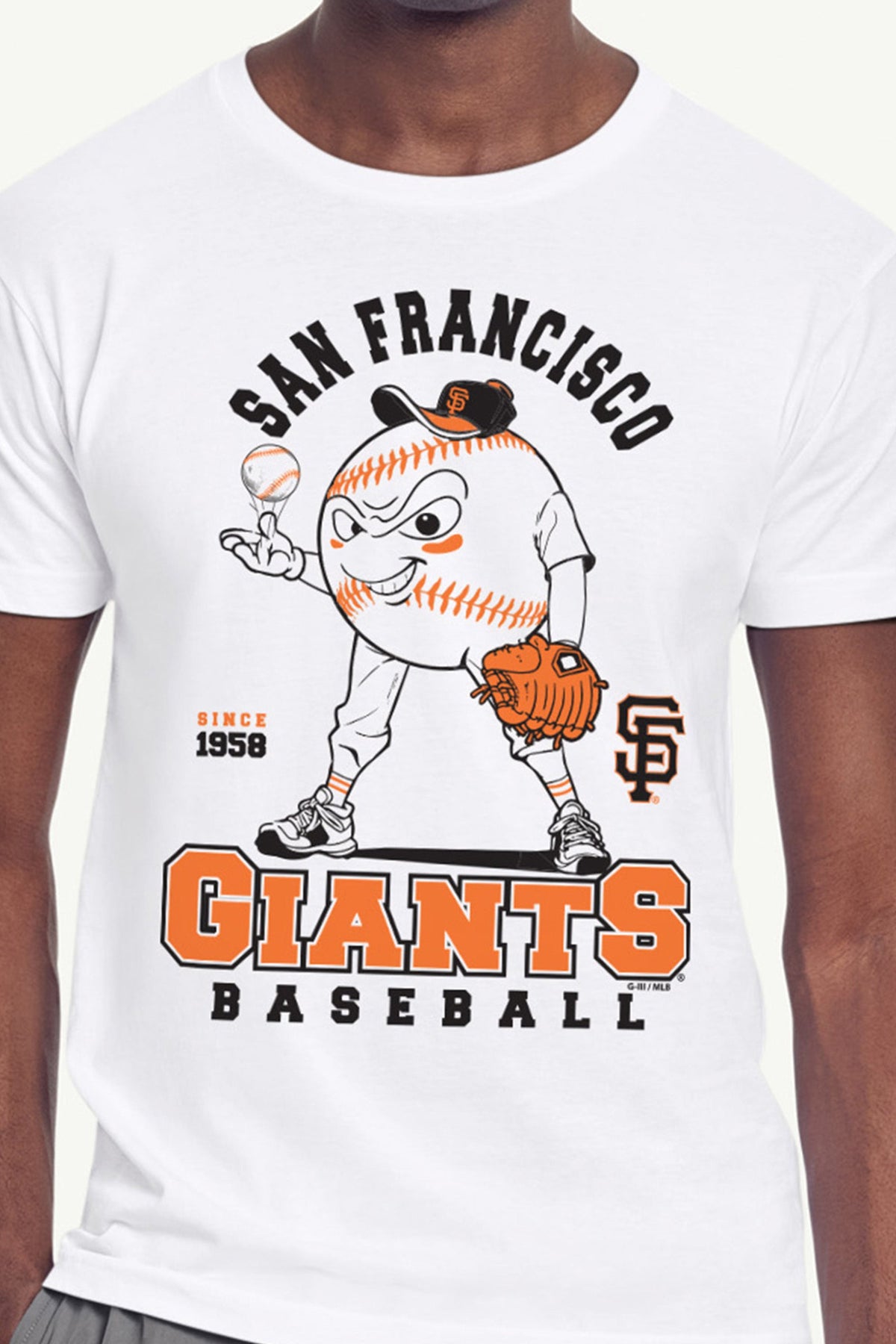 MENS SAN FRANCISCO GIANTS BASEBALL CHARACTER SHORT SLEEVE T SHIRT - White