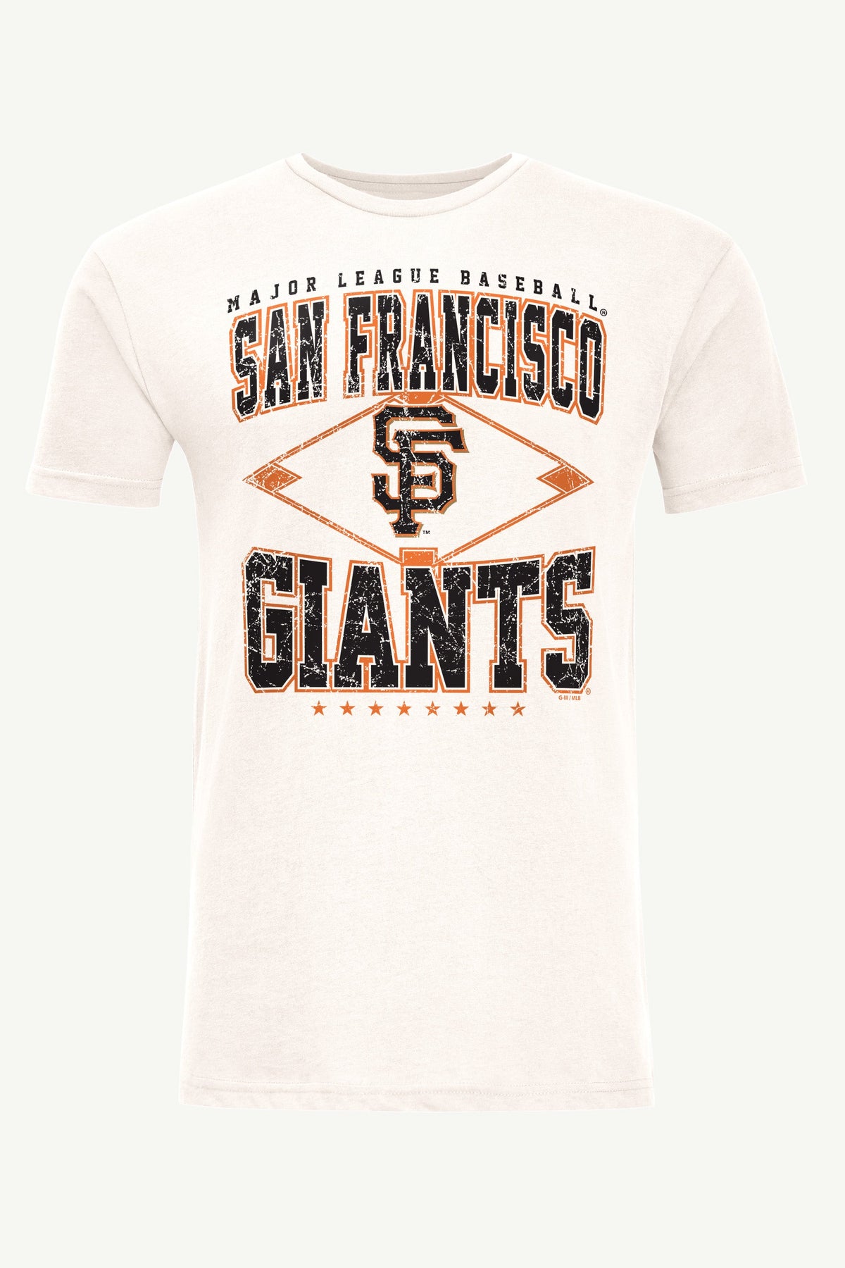 MENS SAN FRANCISCO GIANTS DISTRESSED COOPERSTOWN DIAMOND SHORT SLEEVE T SHIRT - Vintage White