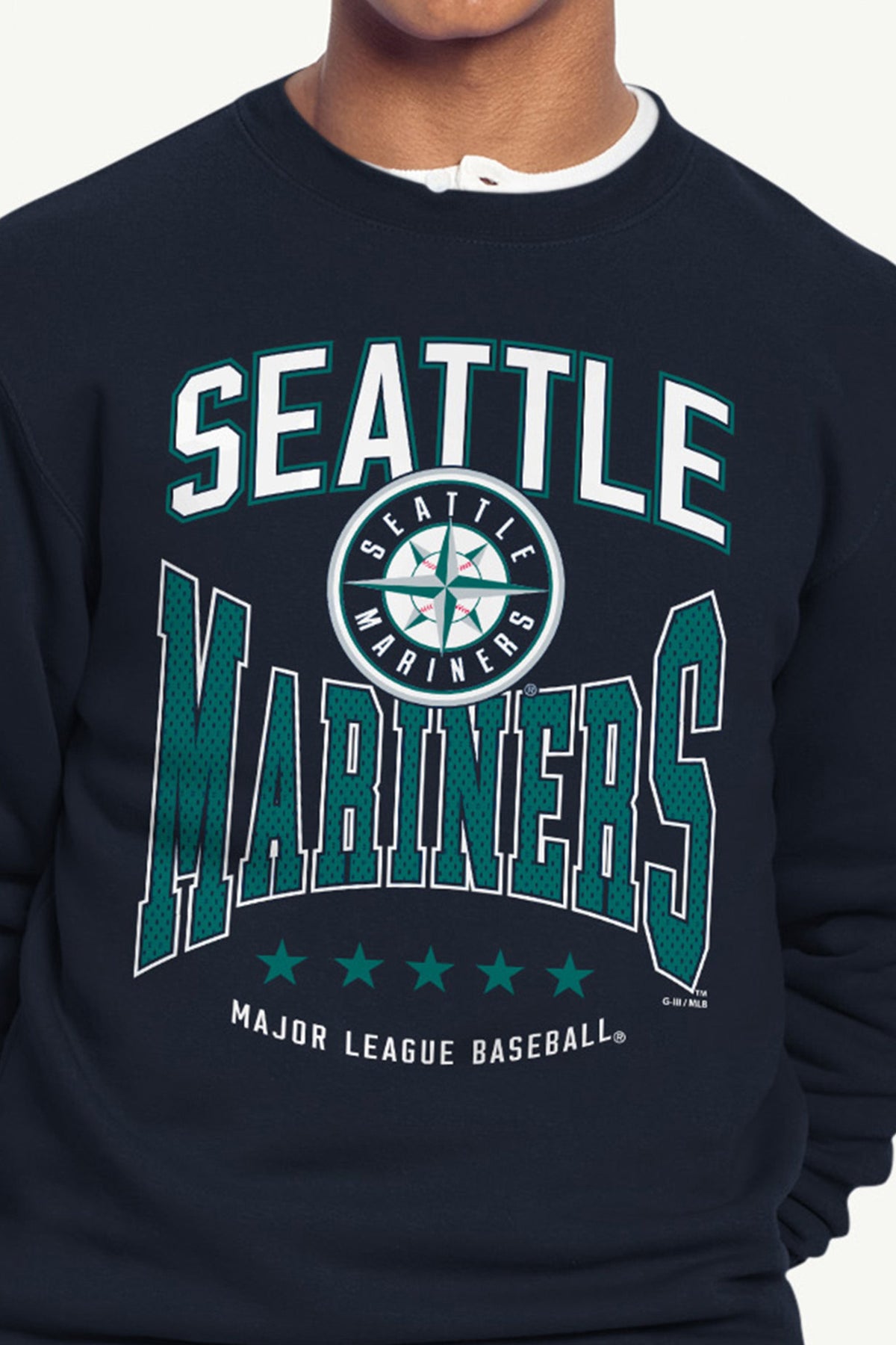 MENS SEATTLE MARINERS CENTER SQUEEZE SWEATSHIRT - Navy