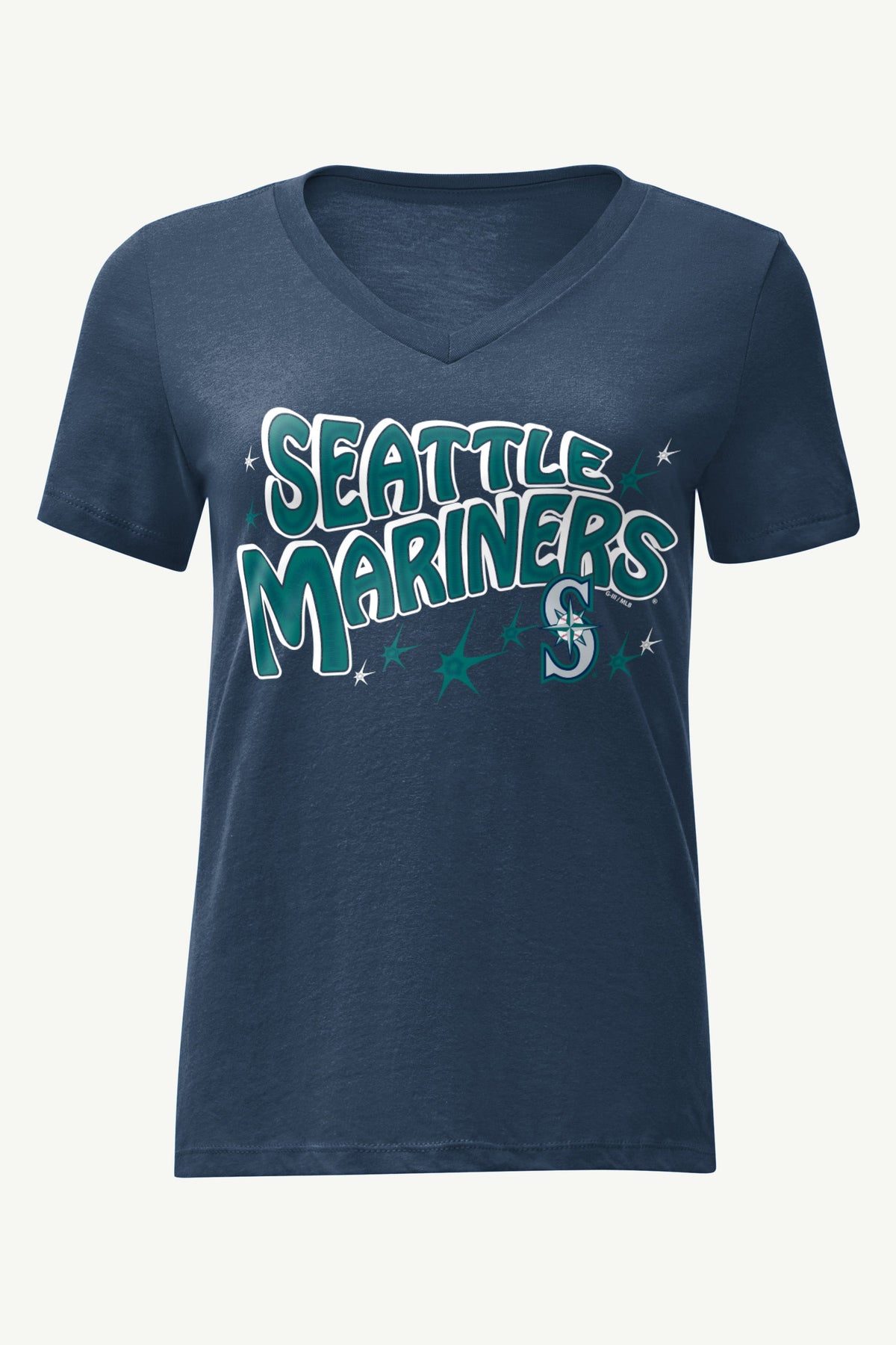 WOMENS SEATTLE MARINERS FIREWORKS V NECK T SHIRT - Navy