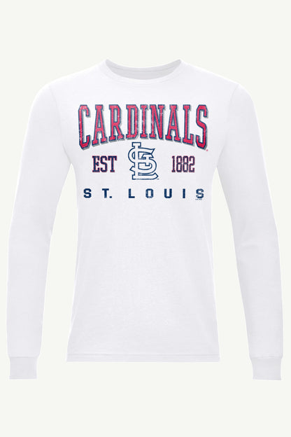 MENS ST LOUIS CARDINALS RETRO LONG SLEEVE T SHIRT - White