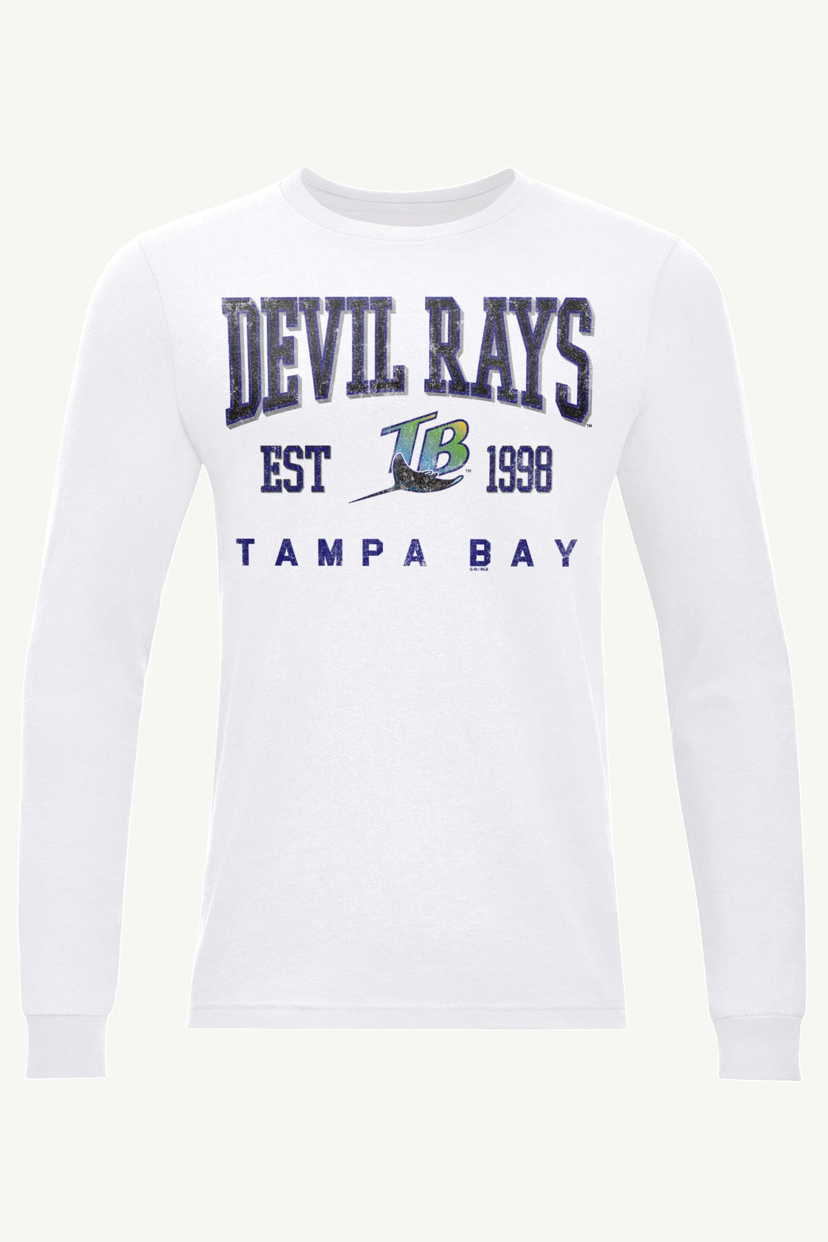 MENS TAMPA BAY RAYS RETRO LONG SLEEVE T SHIRT - White