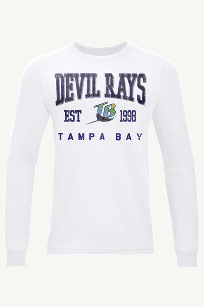 MENS TAMPA BAY RAYS RETRO LONG SLEEVE T SHIRT - White