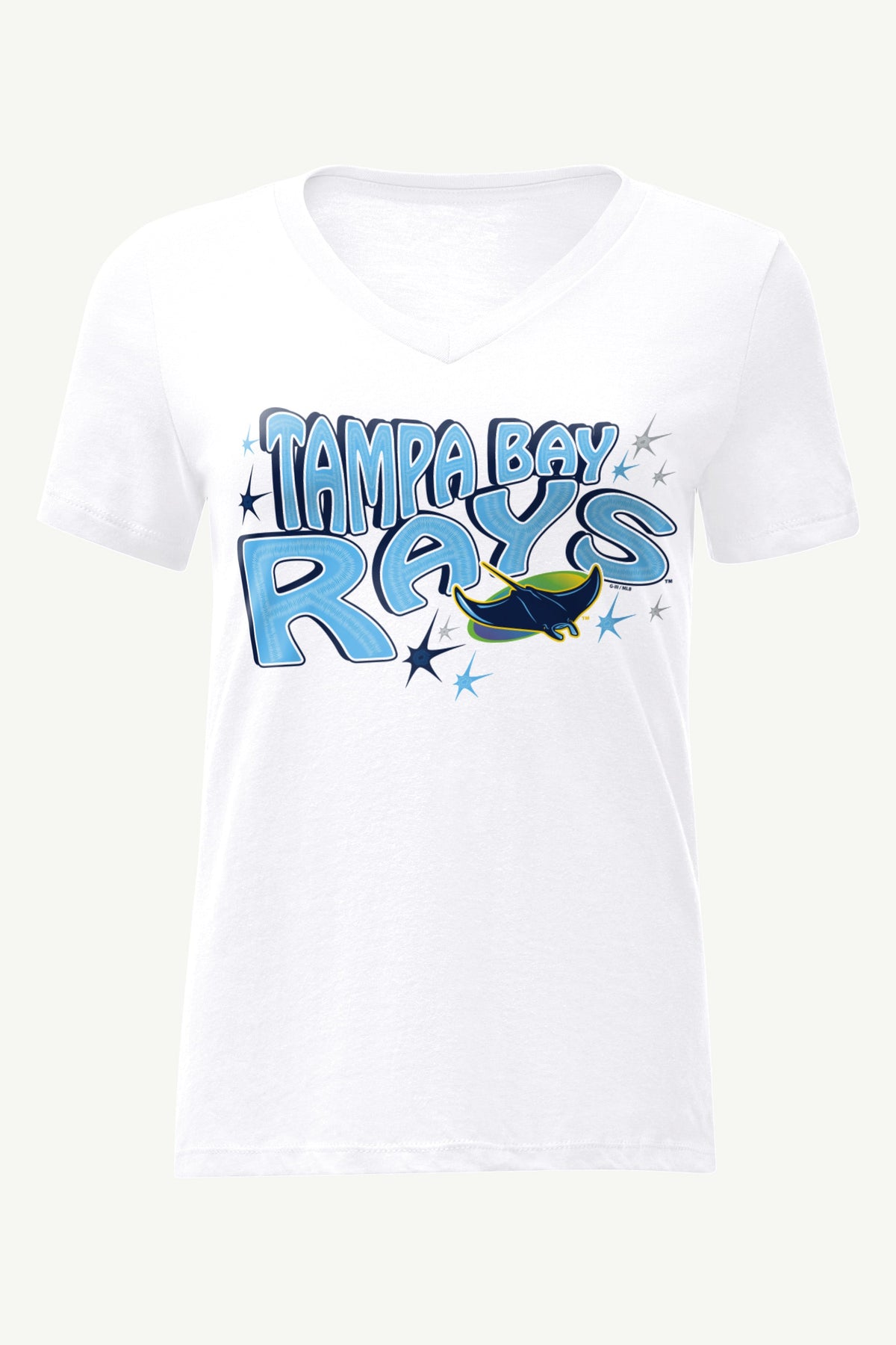 WOMENS TAMPA BAY RAYS FIREWORKS V NECK T SHIRT - White