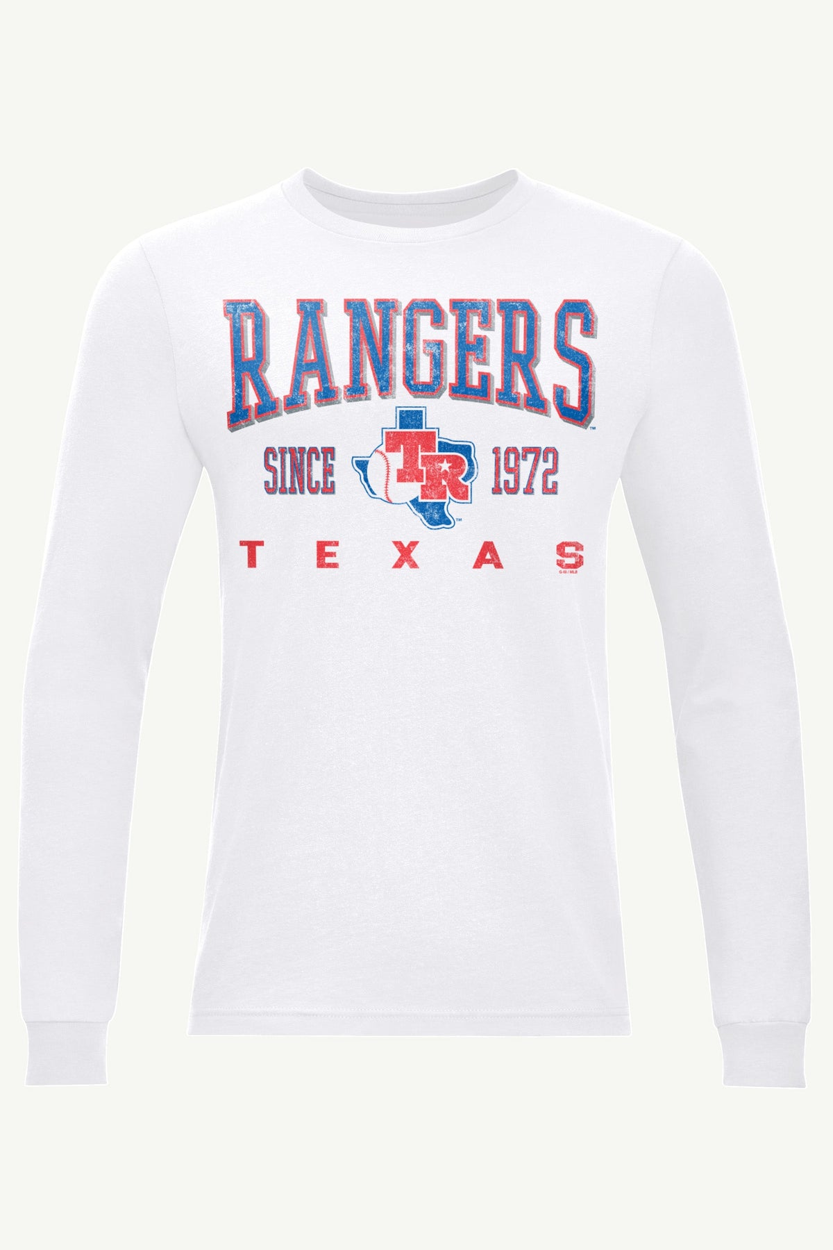 MENS TEXAS RANGERS RETRO LONG SLEEVE T SHIRT - White
