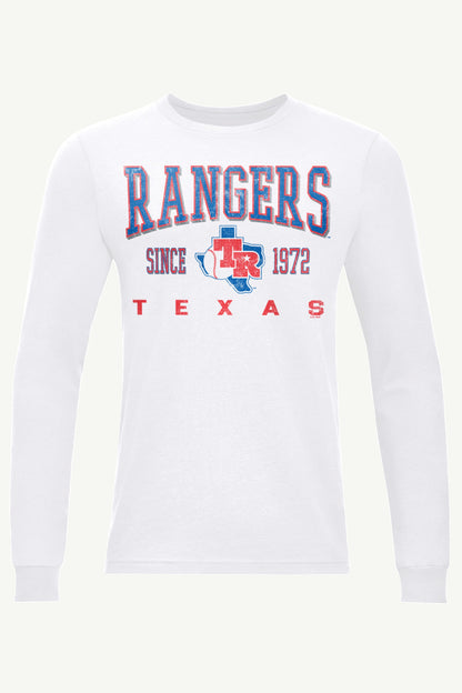MENS TEXAS RANGERS RETRO LONG SLEEVE T SHIRT - White