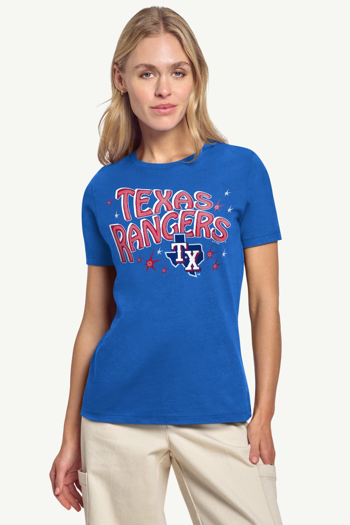 WOMENS TEXAS RANGERS FIREWORKS T SHIRT - Royal