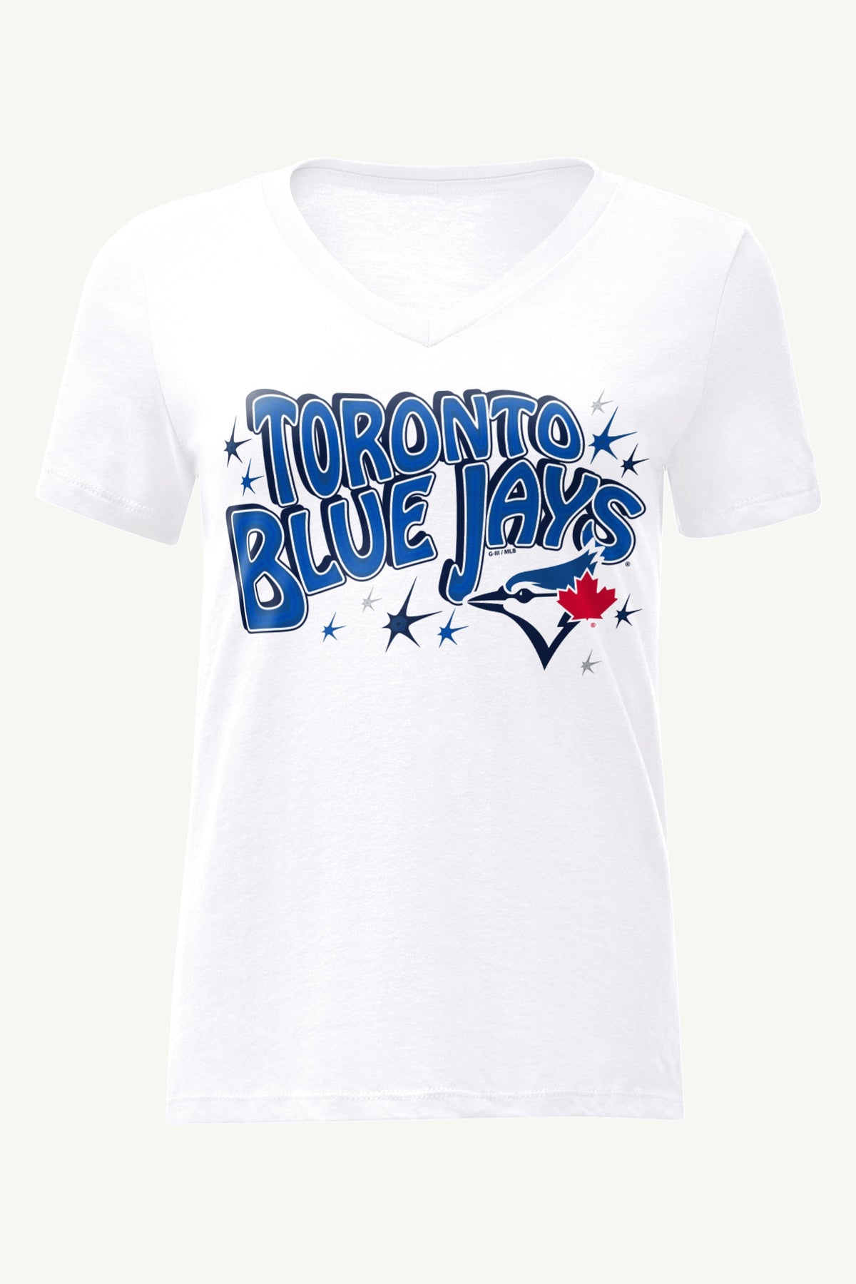 WOMENS TORONTO BLUE JAYS FIREWORKS V NECK T SHIRT - White