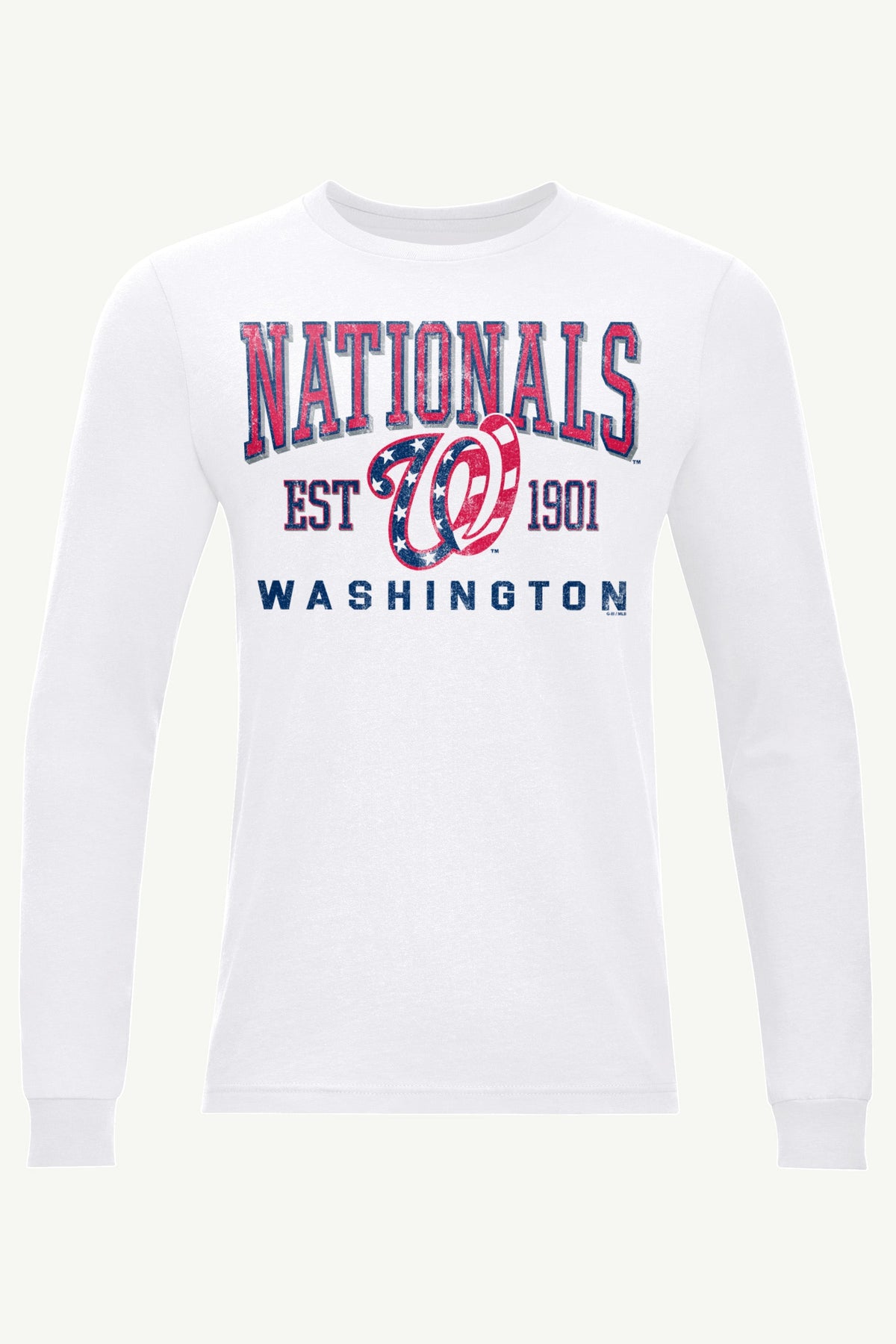 MENS WASHINGTON NATIONALS RETRO LONG SLEEVE T SHIRT - White
