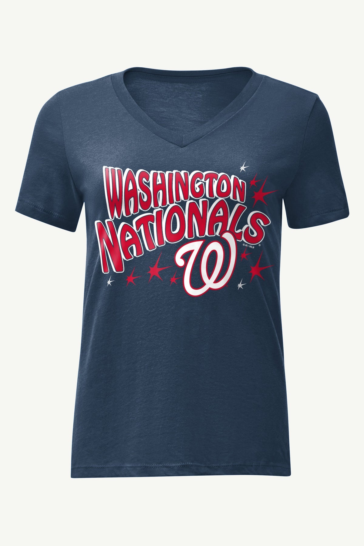 WOMENS WASHINGTON NATIONALS FIREWORKS V NECK T SHIRT - Navy