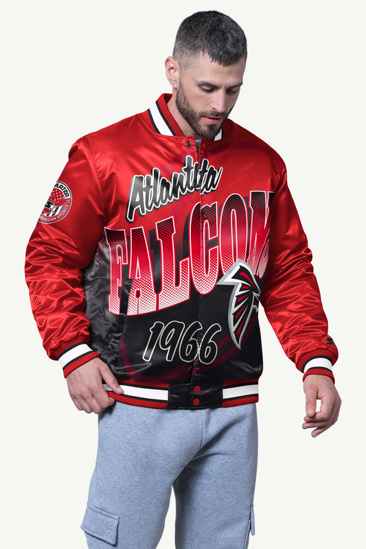 MENS ATLANTA FALCONS PASS RUSH SATIN VARSITY JACKET - Starter