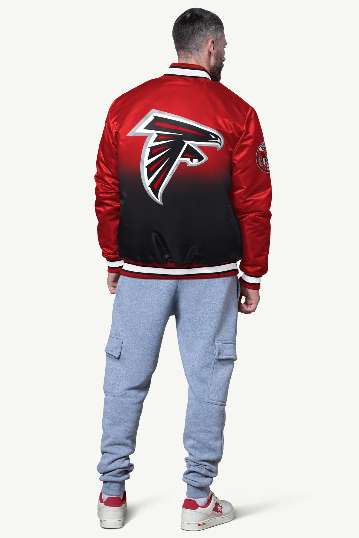 MENS ATLANTA FALCONS PASS RUSH SATIN VARSITY JACKET - Starter