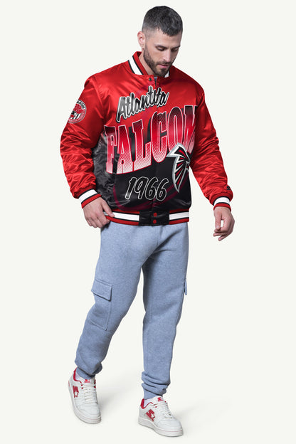 MENS ATLANTA FALCONS PASS RUSH SATIN VARSITY JACKET - Starter