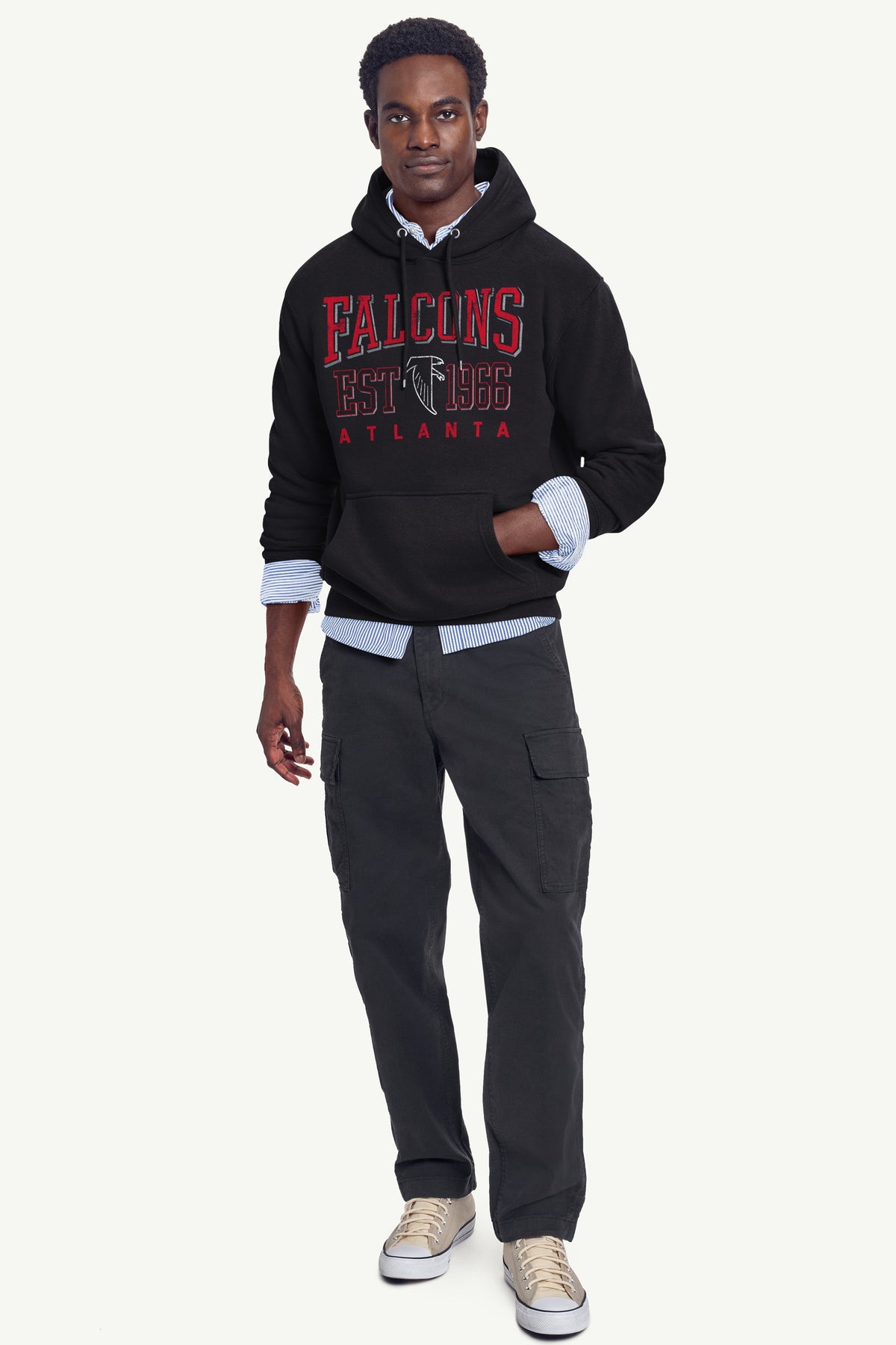 MENS ATLANTA FALCONS RETRO HOODIE - Black