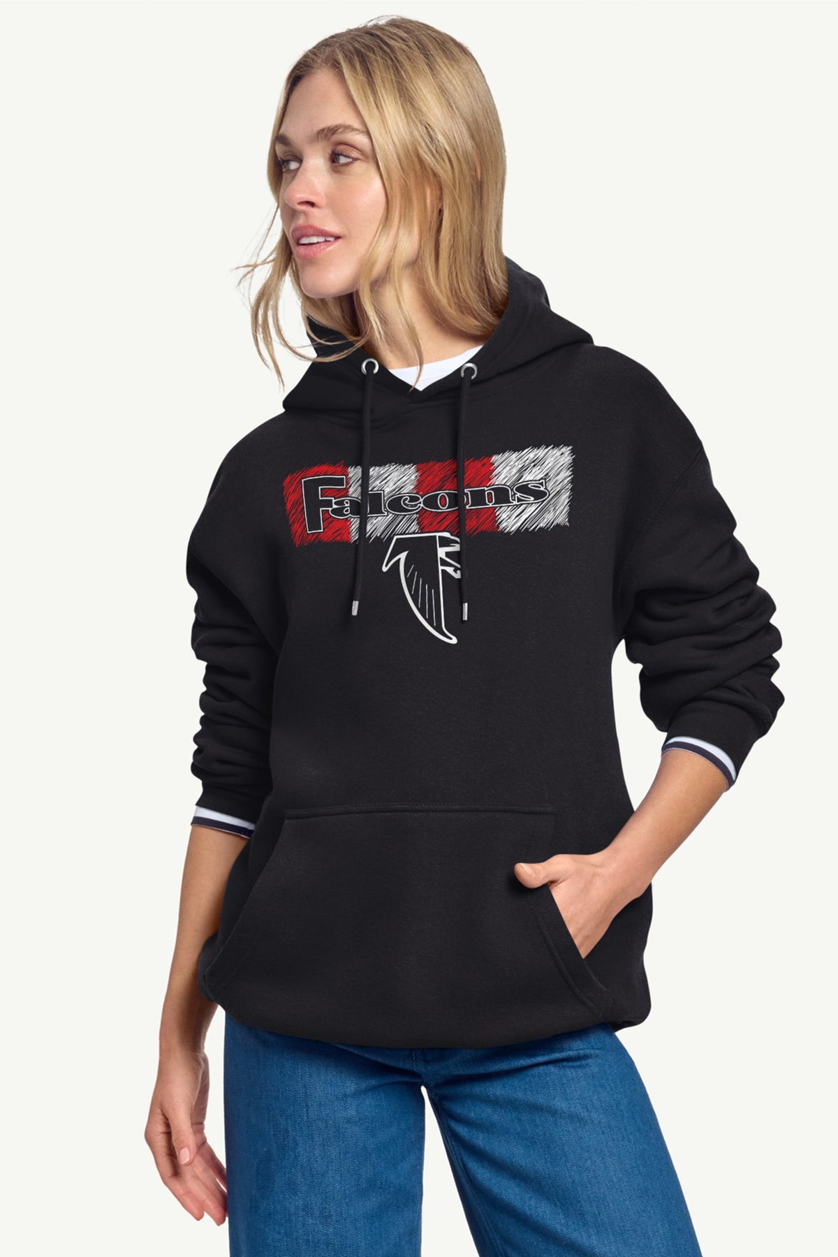 WOMENS ATLANTA FALCONS COLOR SHADING HOODIE - Black