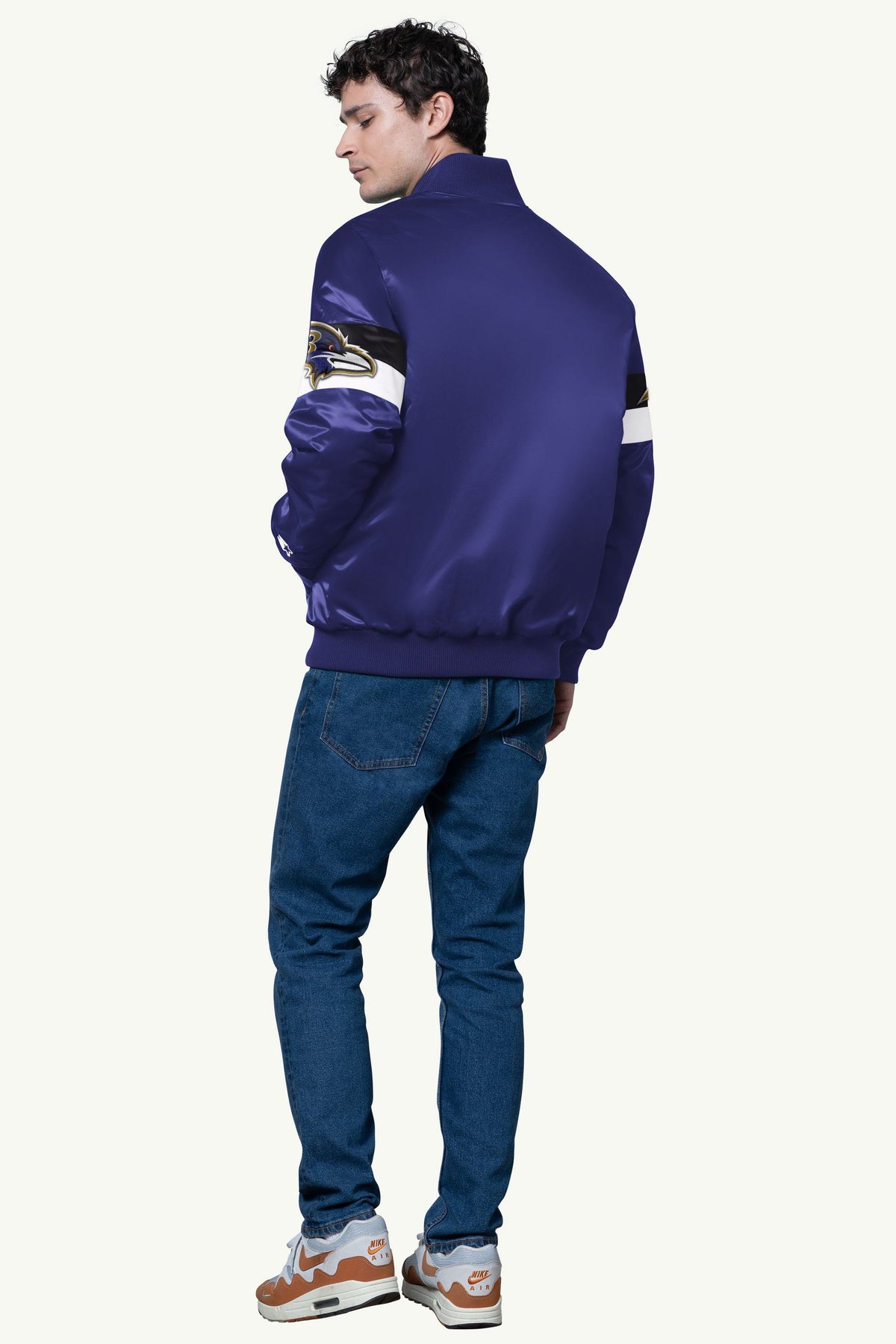 MENS BALTIMORE RAVENS TRIPLE OPTION SATIN VARSITY JACKET - Starter