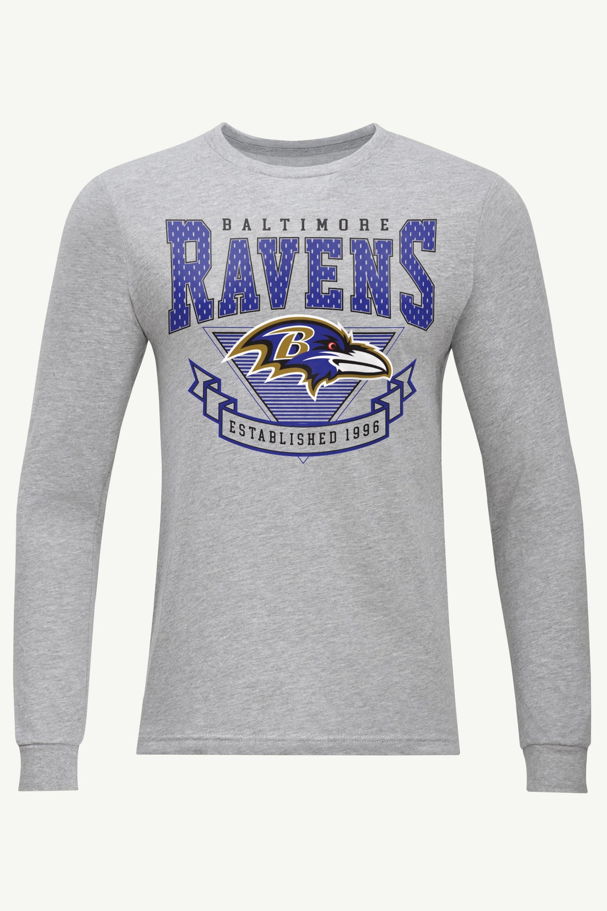 MENS BALTIMORE RAVENS 80's INSPIRED LONG SLEEVE T SHIRT - Heather Grey