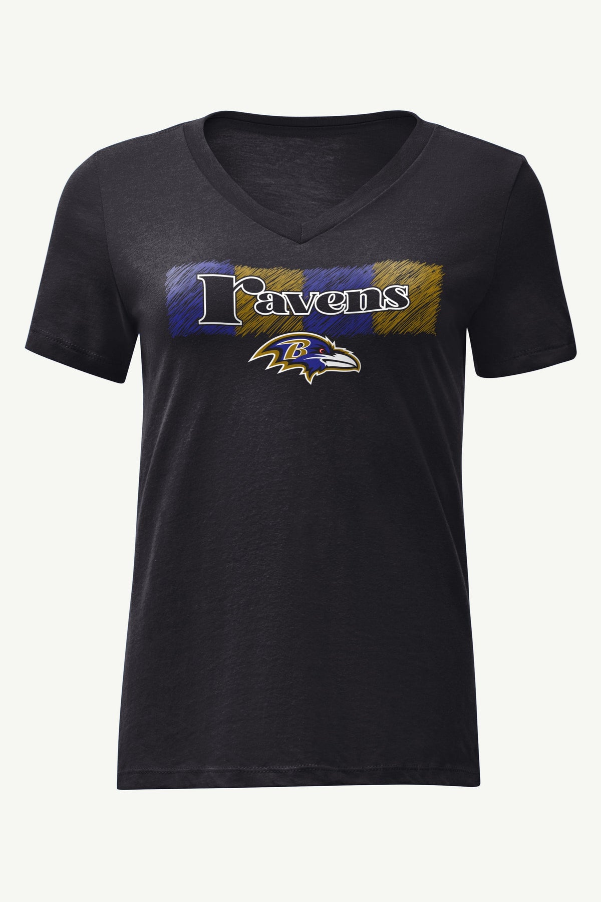 WOMENS BALTIMORE RAVENS COLOR SHADING V-NECK T SHIRT - Black