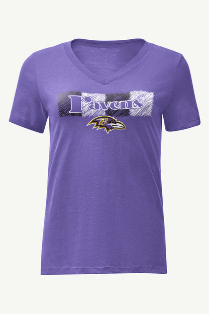 WOMENS BALTIMORE RAVENS COLOR SHADING V-NECK T SHIRT - Purple