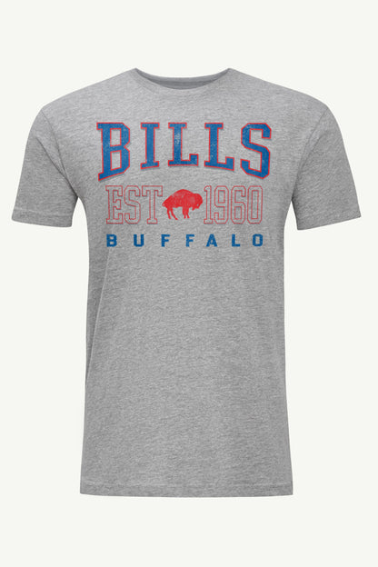MENS BUFFALO BILLS RETRO T SHIRT - Heather Grey