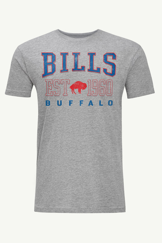 MENS BUFFALO BILLS RETRO T SHIRT - Heather Grey
