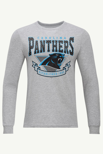 MENS CAROLINA PANTHERS 80's INSPIRED LONG SLEEVE T SHIRT - Heather Grey