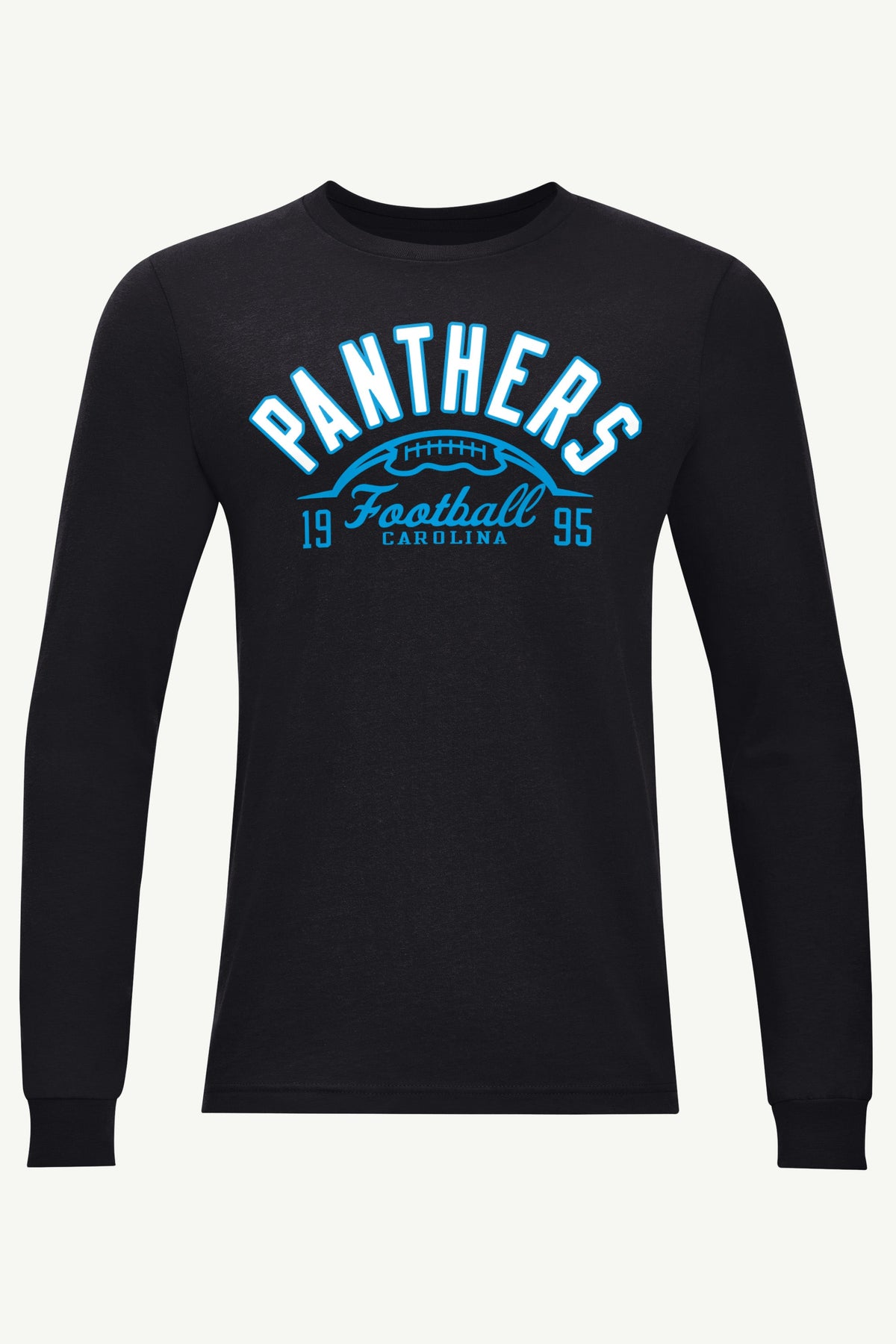 MENS CAROLINA PANTHERS HALF BALL LONG SLEEVE T SHIRT - Black