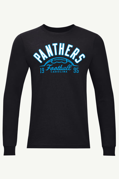 MENS CAROLINA PANTHERS HALF BALL LONG SLEEVE T SHIRT - Black
