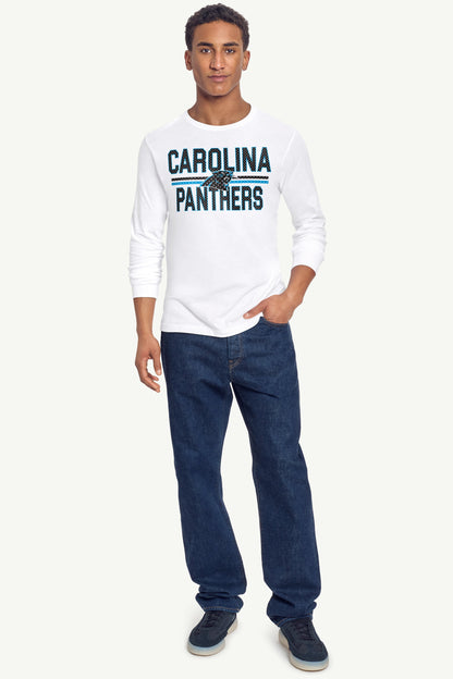 MENS CAROLINA PANTHERS MESH LOOK LONG SLEEVE T SHIRT - White