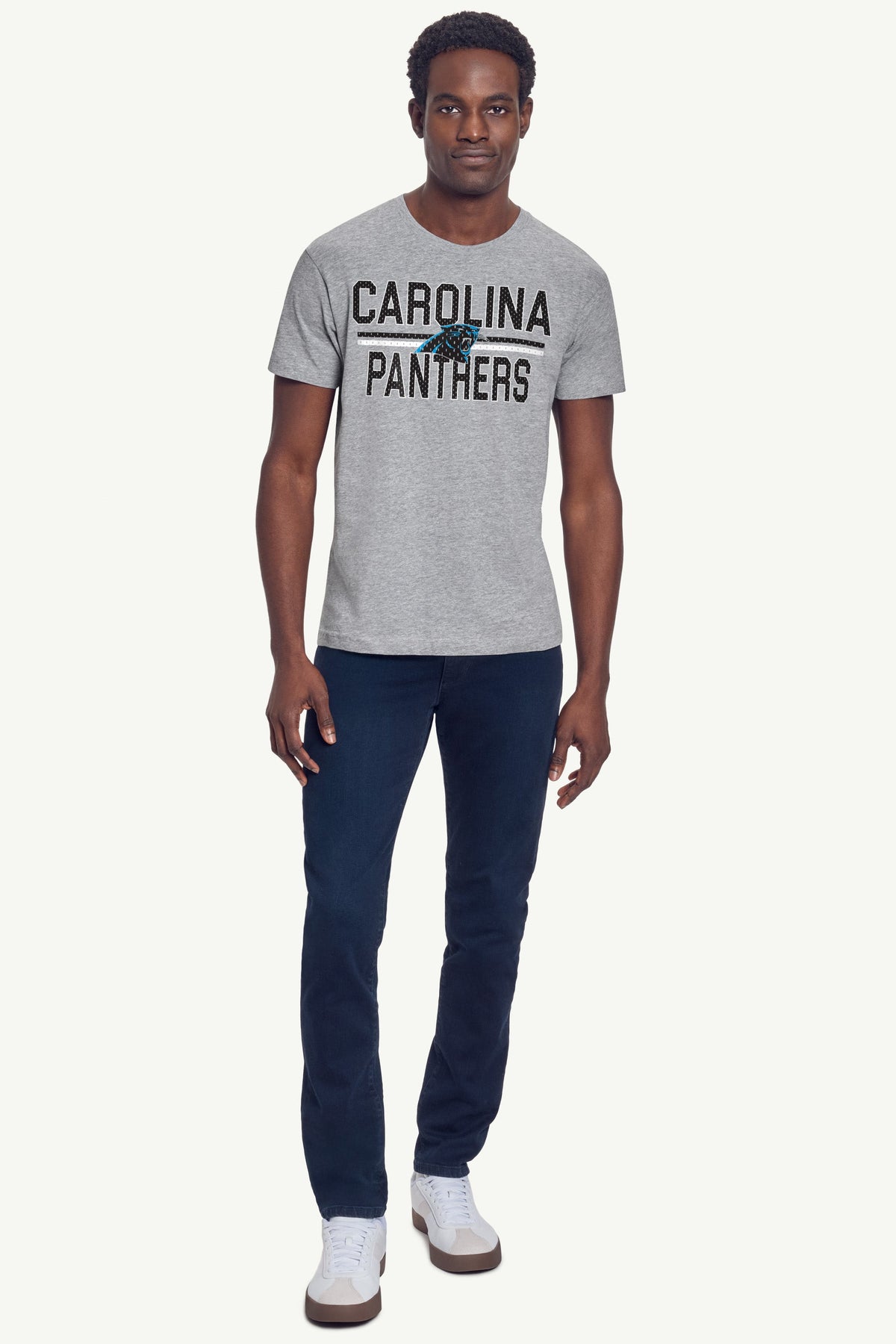 MENS CAROLINA PANTHERS MESH LOOK T SHIRT - Heather Grey