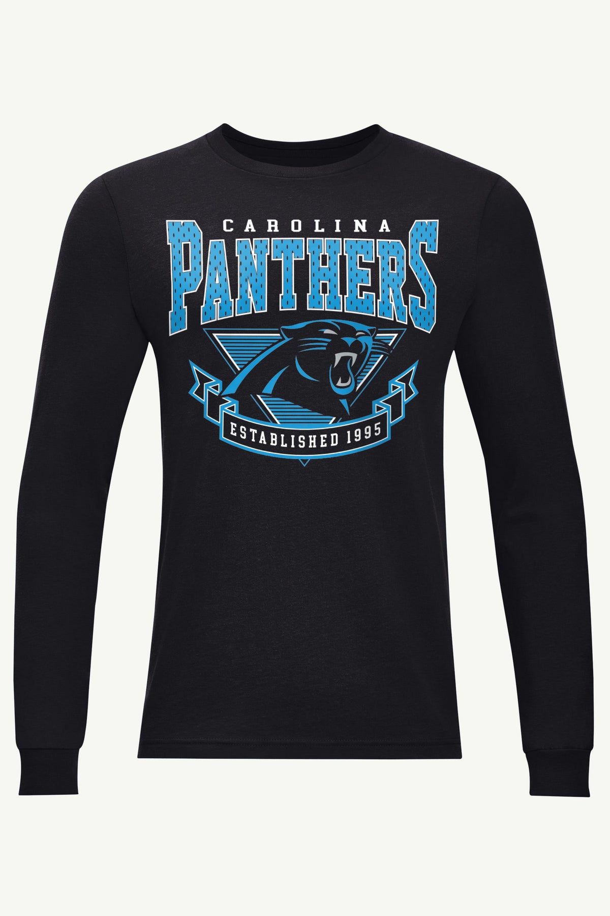 MENS CAROLINA PANTHERS 80's INSPIRED LONG SLEEVE T SHIRT - Black