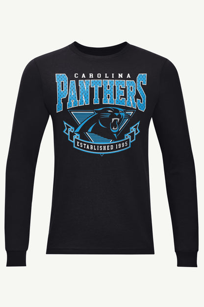 MENS CAROLINA PANTHERS 80's INSPIRED LONG SLEEVE T SHIRT - Black