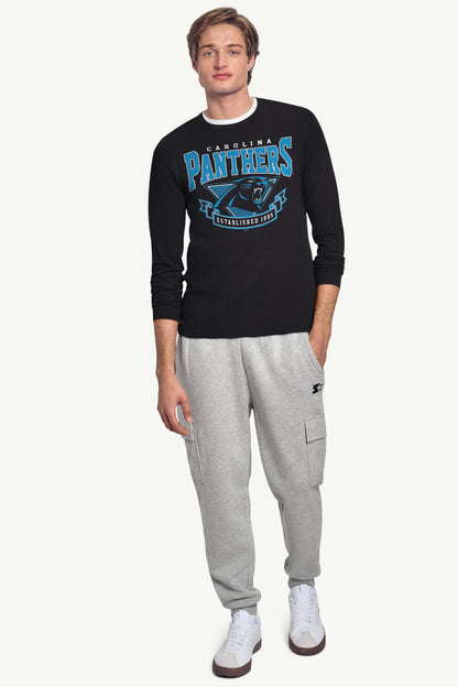 MENS CAROLINA PANTHERS 80's INSPIRED LONG SLEEVE T SHIRT - Black