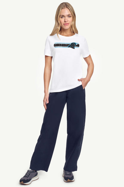 WOMENS CAROLINA PANTHERS STRIPE T SHIRT - White
