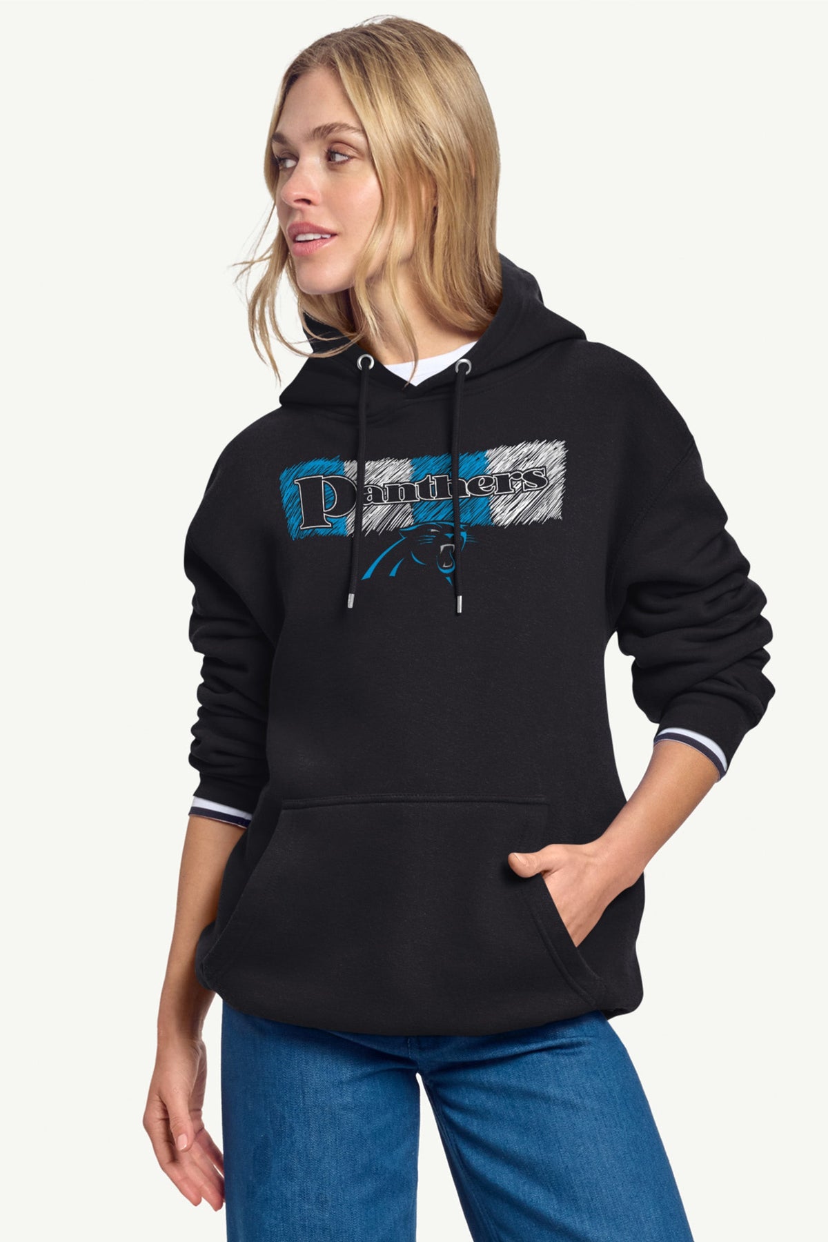 WOMENS CAROLINA PANTHERS COLOR SHADING HOODIE - Black