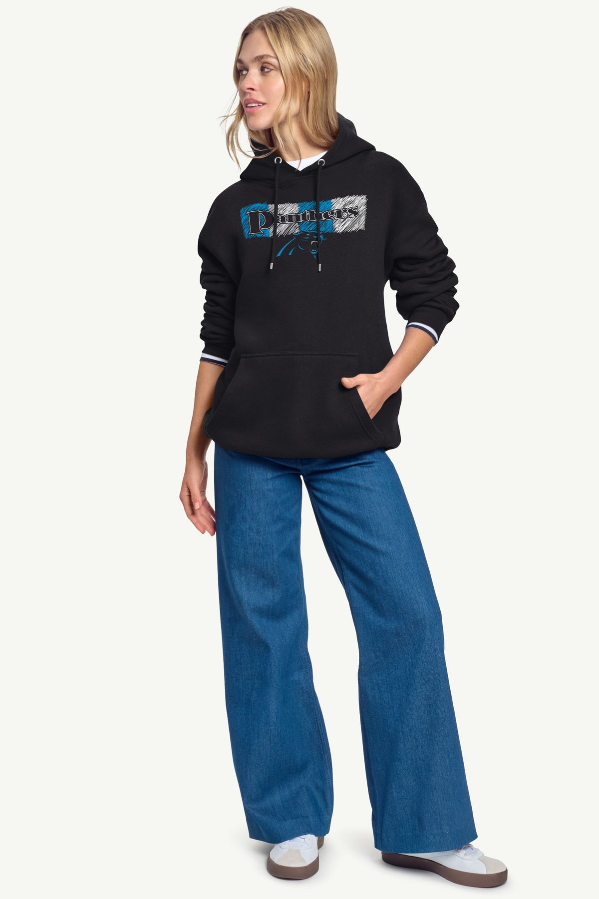 WOMENS CAROLINA PANTHERS COLOR SHADING HOODIE - Black