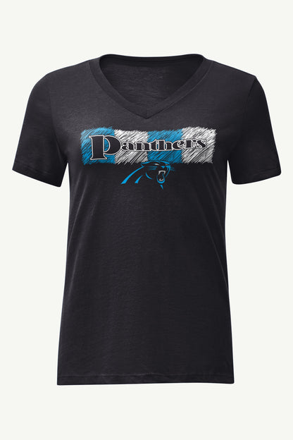 WOMENS CAROLINA PANTHERS COLOR SHADING V-NECK T SHIRT - Black
