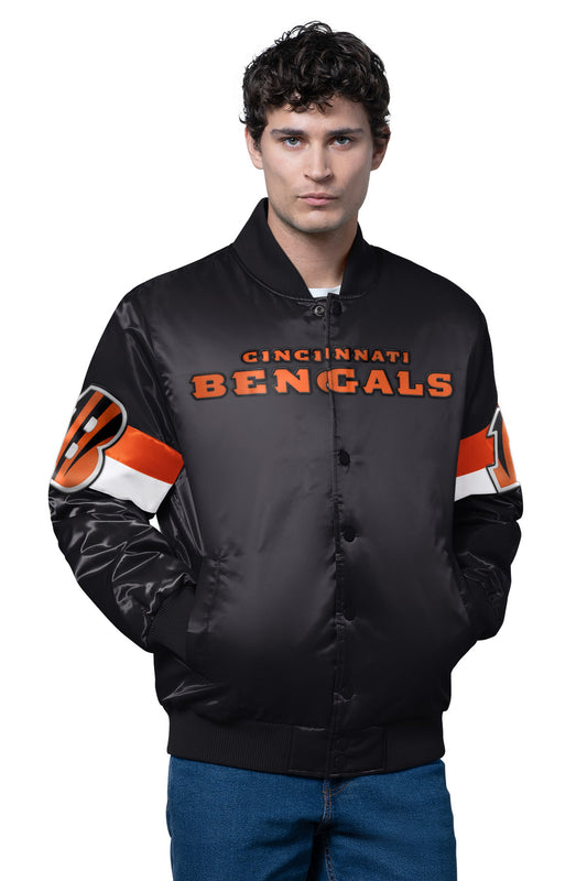 MENS CINCINNATI BENGALS TRIPLE OPTION SATIN VARSITY JACKET - Starter