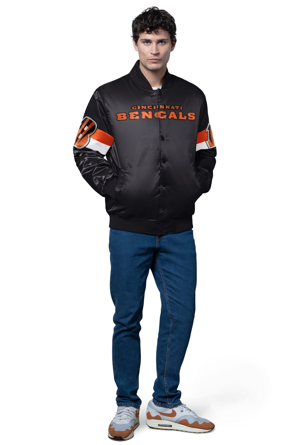 MENS CINCINNATI BENGALS TRIPLE OPTION SATIN VARSITY JACKET - Starter