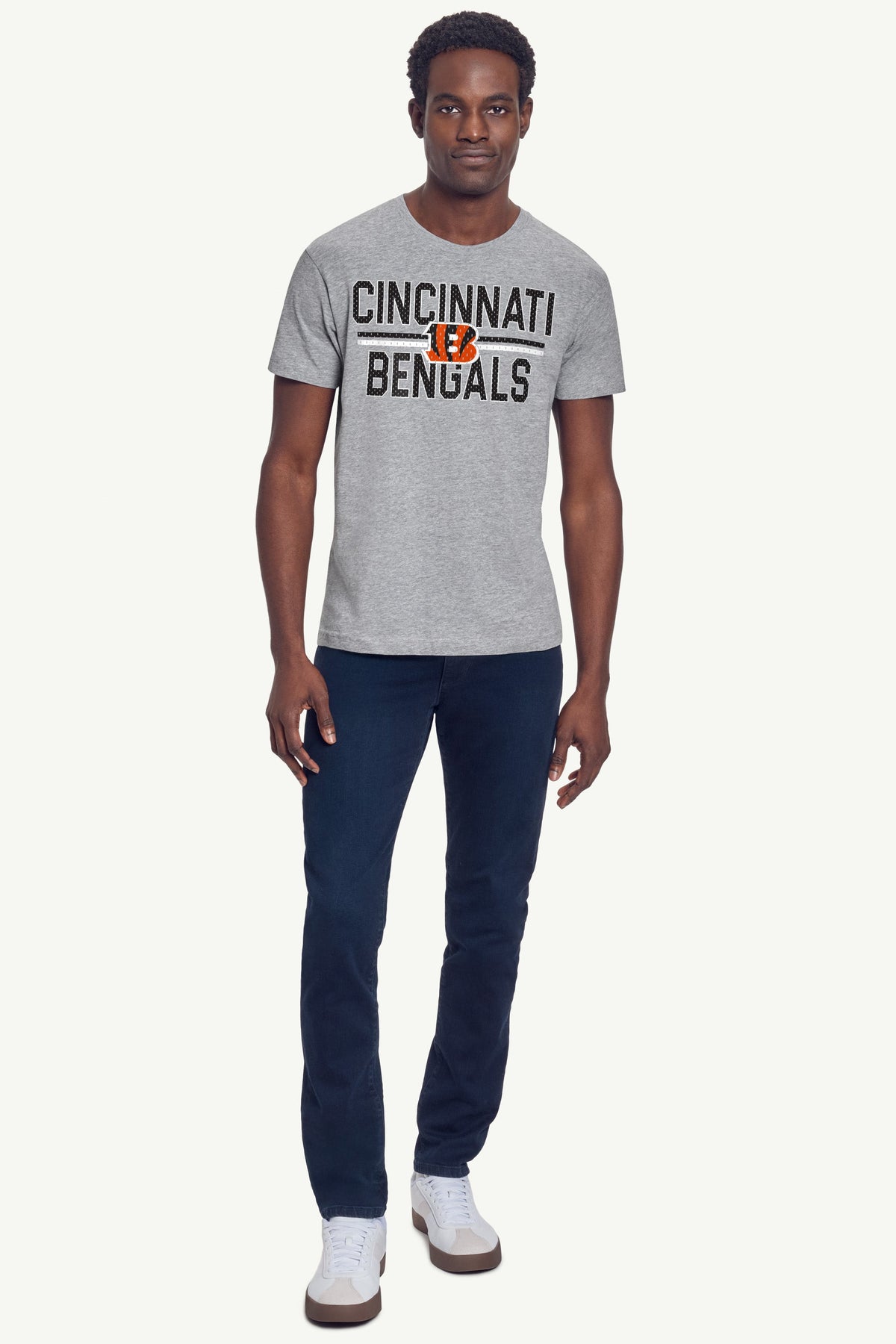 MENS CINCINNATI BENGALS MESH LOOK T SHIRT - Heather Grey