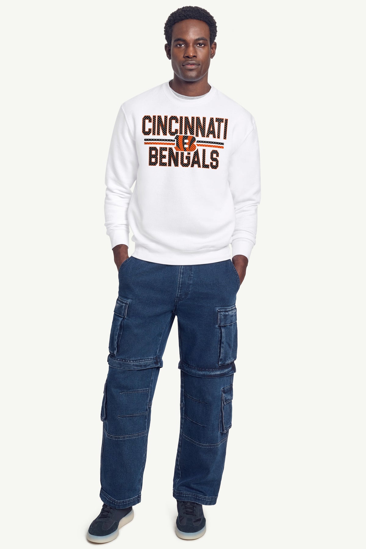 MENS CINCINNATI BENGALS MESH LOOK SWEATSHIRT - White