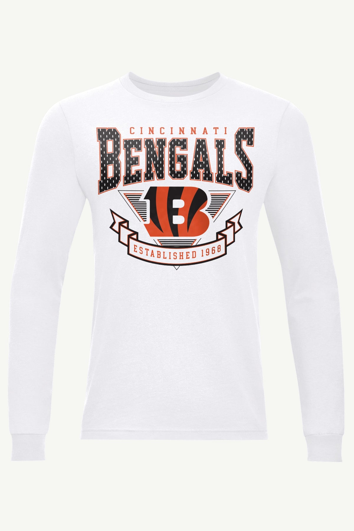 MENS CINCINATTI BENGALS 80's INSPIRED LONG SLEEVE T SHIRT - White