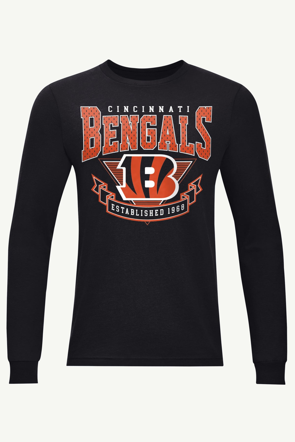 MENS CINCINATTI BENGALS 80's INSPIRED LONG SLEEVE T SHIRT - Black