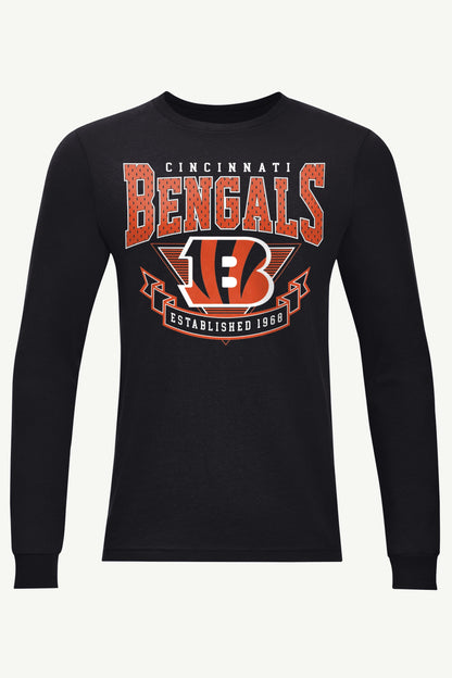 MENS CINCINATTI BENGALS 80's INSPIRED LONG SLEEVE T SHIRT - Black